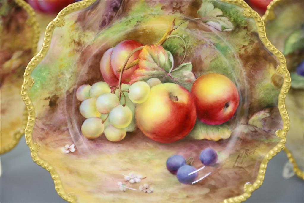 Five Royal Worcester fruit painted dessert plates, c.1929-1932, diameter 22cm